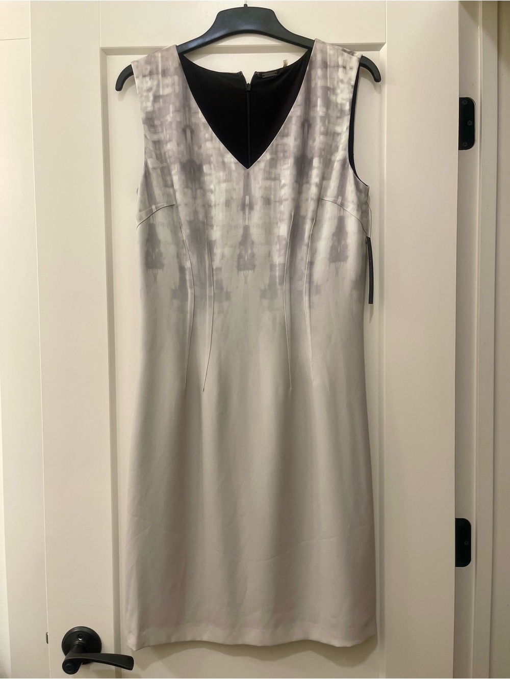 Elie Tahari Bernice Silver-Gray V-Neck Midi Dress